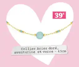 Carrefour Collier acier doré aventurine et verre offre