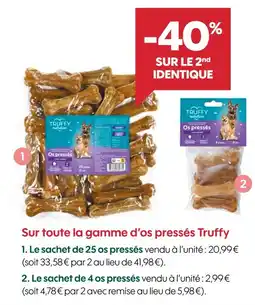Truffaut Truffy -40% sur le 2nd identique sur toute la gamme d’os pressés Truffy offre