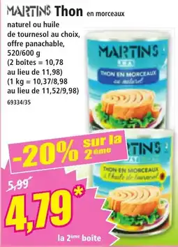 Norma MARTINS Thon en morceaux offre