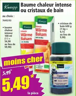 Norma Baume chaleur intense ou cristaux de bain offre