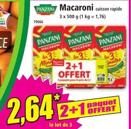 Norma PANZANI Macaroni cuisson rapide offre