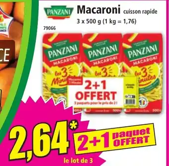 Norma PANZANI Macaroni cuisson rapide offre