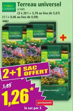 Norma FINEST GARDEN Terreau universel offre