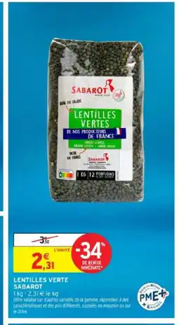 Intermarché SABAROT Lentilles verte offre