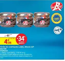 Intermarché Pâtés de campagne label rouge igp breton offre