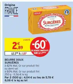 Intermarché Beurre Doux Surgères offre