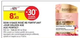 Intermarché AGE PERFECT Soin visage rosé re-fortifiant jour golden age offre