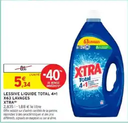 Intermarché XTRA Lessive liquide total 4+1 x63 lavages offre