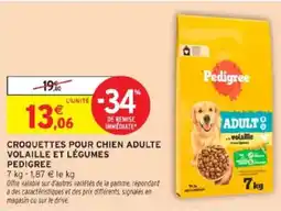 Intermarché PEDIGREE Croquettes pour chien adulte volaille et légumes offre
