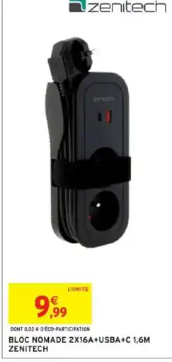 Intermarché ZENITECH Bloc nomade 2x16a+usba+c offre