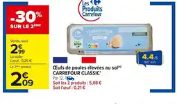 Carrefour Ćufs de poules Ă©levĂ©es au sol offre