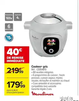 Carrefour MOULINEX Cookeo+ gris offre
