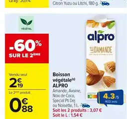 Carrefour ALPRO Boisson végétale offre