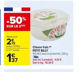 Carrefour PETIT BILLY Chèvre frais offre