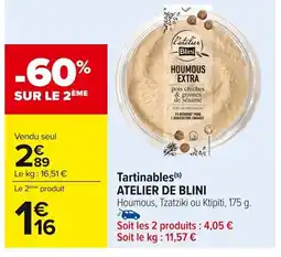 Carrefour ATELIER DE BLINI Tartinables offre