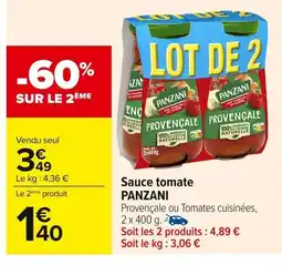 Carrefour PANZANI Sauce tomate offre
