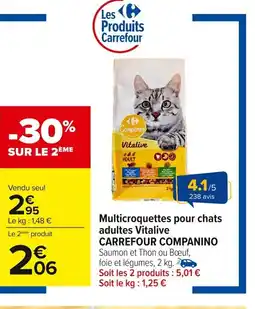 Carrefour CARREFOUR COMPANINO Multicroquettes pour chats adultes Vitalive offre