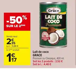 Carrefour GRACE Lait de coco offre