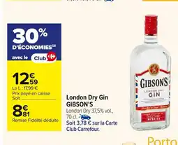 Carrefour GIBSON'S London Dry Gin offre