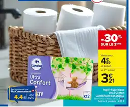 Carrefour CARREFOUR ESSENTIAL Papier hygiénique Ultra Confort offre