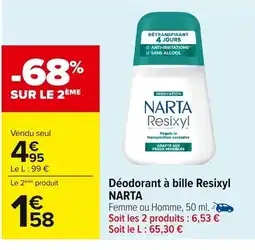 Carrefour NARTA Déodorant à bille Resixyl NARTA offre