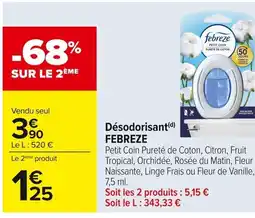 Carrefour FEBREZE Désodorisant offre