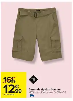 Carrefour Bermuda ripstop homme offre