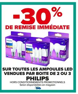 Carrefour PHILIPS Sur toutes les ampoules led vendues par boite de 2 ou 3 offre