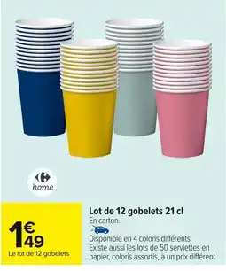 Carrefour Lot de 12 gobelets offre