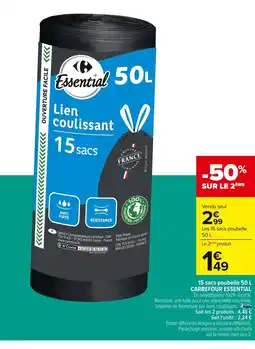 Carrefour CARREFOUR ESSENTIAL 15 sacs poubelle offre