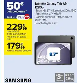 Carrefour SAMSUNG Tablette Galaxy Tab A9 - 128Go offre