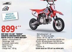E.Leclerc L'Auto Dirt bike 110 cm "rookie" garantie constructeur 6 mois partie cycle et 3 mois moteur offre