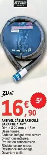 E.Leclerc L'Auto Antivol câble articulé garantie 1 an offre