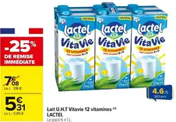 Carrefour Market Lait u.h.t vitavie 12 vitamines lactel offre