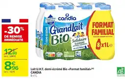 Carrefour Market Lait u.h.t. demi-écrémé bio format familial candia offre