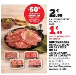 Super U Chiffonnade de saucisson ou de speck ou de jambon cru ou de coppa offre