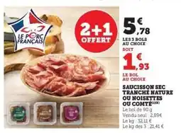 U Express Saucisson sec tranché offre