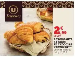 Hyper U 2 Croissants + 2 Pains au Chocolat U Saveurs offre