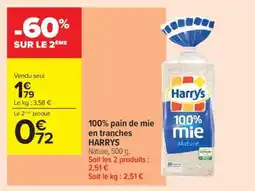 Carrefour Contact 100% pain de mie en tranches HARRYS offre