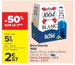 Carrefour BIÈRE BLANCHE 1664 offre
