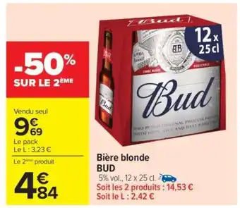 Carrefour Bière Blonde 'Bud' offre