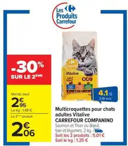 Carrefour Multicroquettes pour chats adultes Vitalive CARREFOUR COMPANINO offre