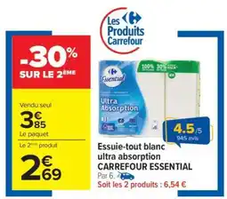 Carrefour Essuie-tout blanc ultra absorption CARREFOUR ESSENTIAL offre