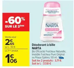 Carrefour Déodorant à bille NARTA offre