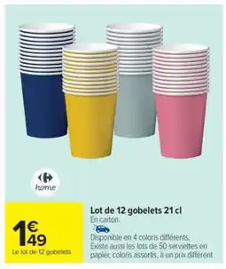 Carrefour Lot de 12 gobelets 21 cl offre