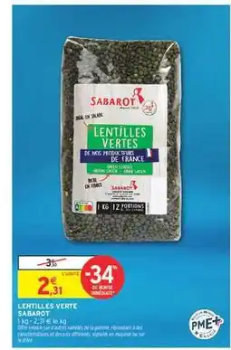 Intermarché Hyper LENTILLES VERTE SABAROT offre