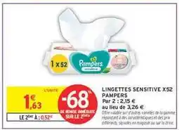 Intermarché Hyper LINGETTES SENSITIVE X52 PAMPERS offre