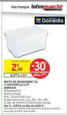 Intermarché Hyper Boîte de Rangement 2L + Couvercle Clip offre