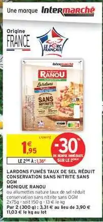 Intermarché Hyper Lardons Fumés Taux de Sel Réduit offre