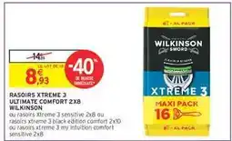 Intermarché Hyper Rasoirs Xtreme 3 Ultimate Comfort 2x8 Wilkinson offre